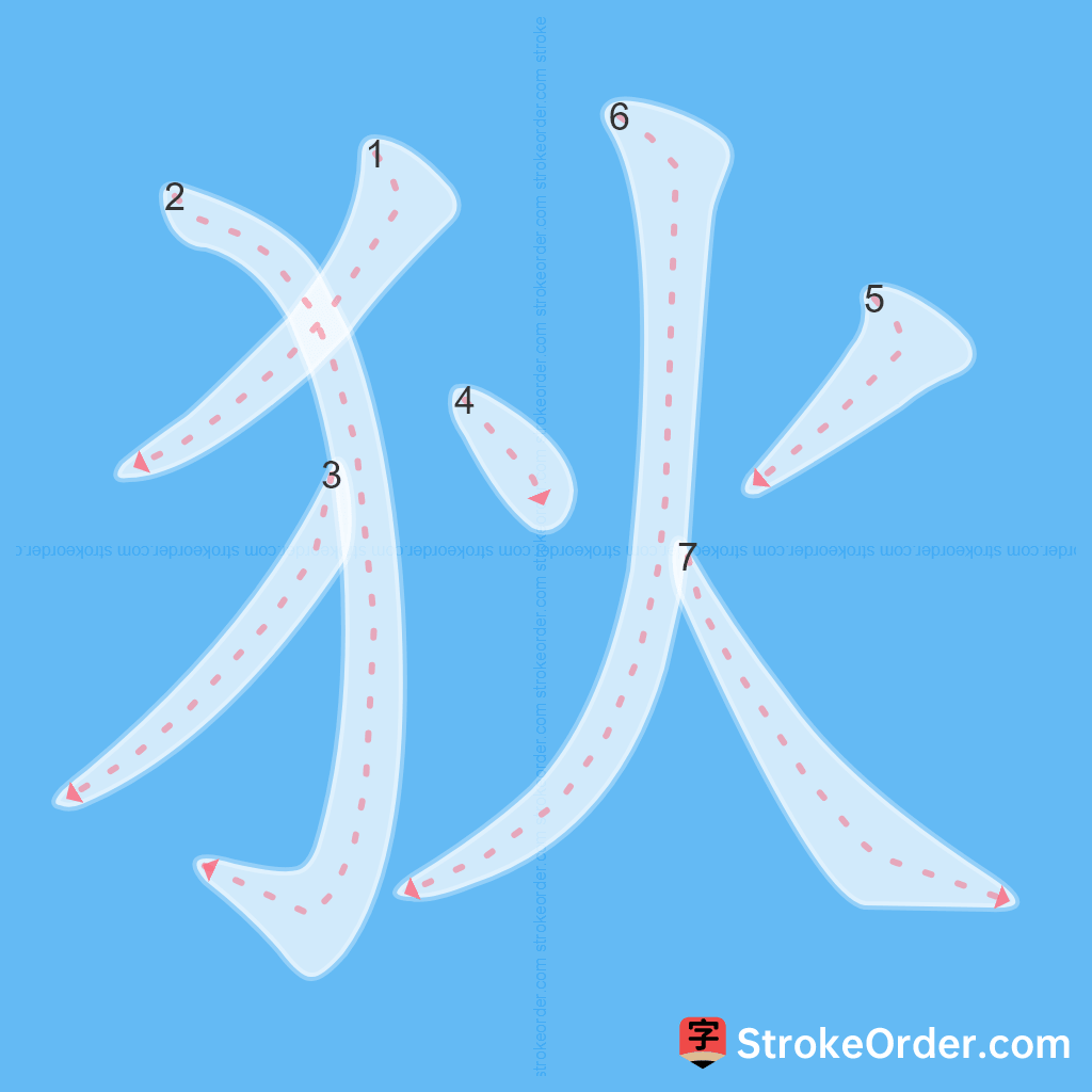 Standard stroke order for the Chinese character 狄