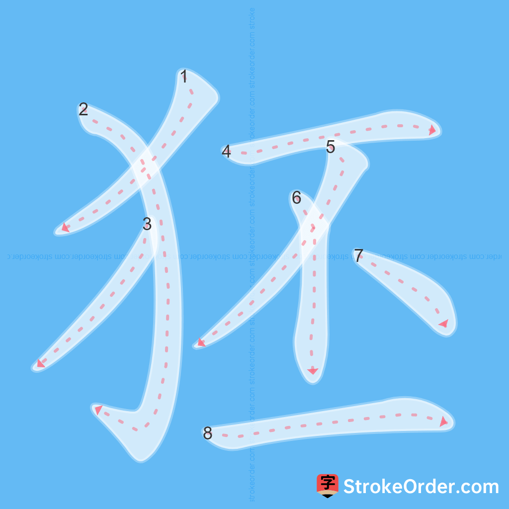 Standard stroke order for the Chinese character 狉