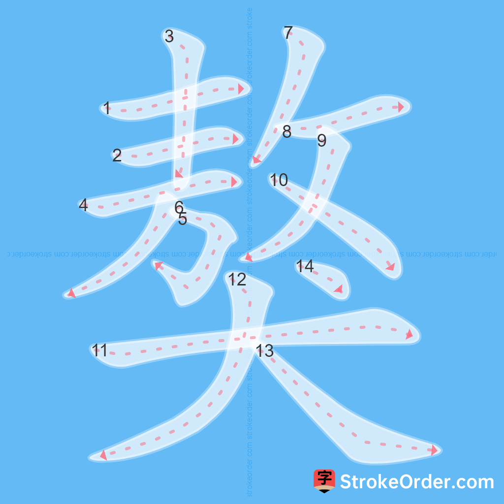 Standard stroke order for the Chinese character 獒