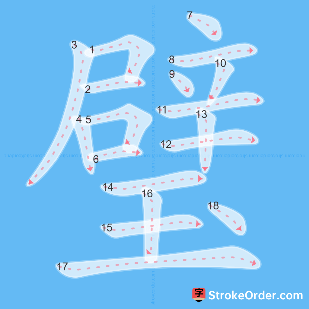 Standard stroke order for the Chinese character 璧