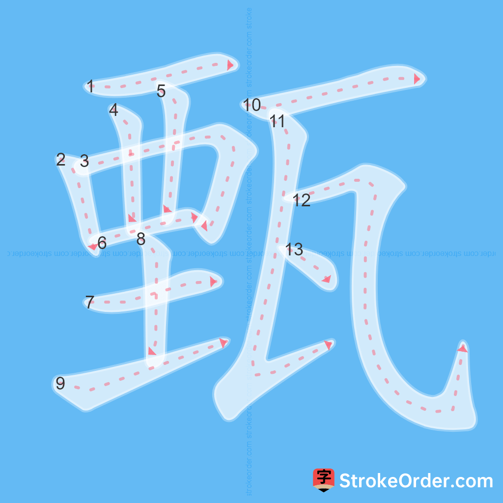 Standard stroke order for the Chinese character 甄
