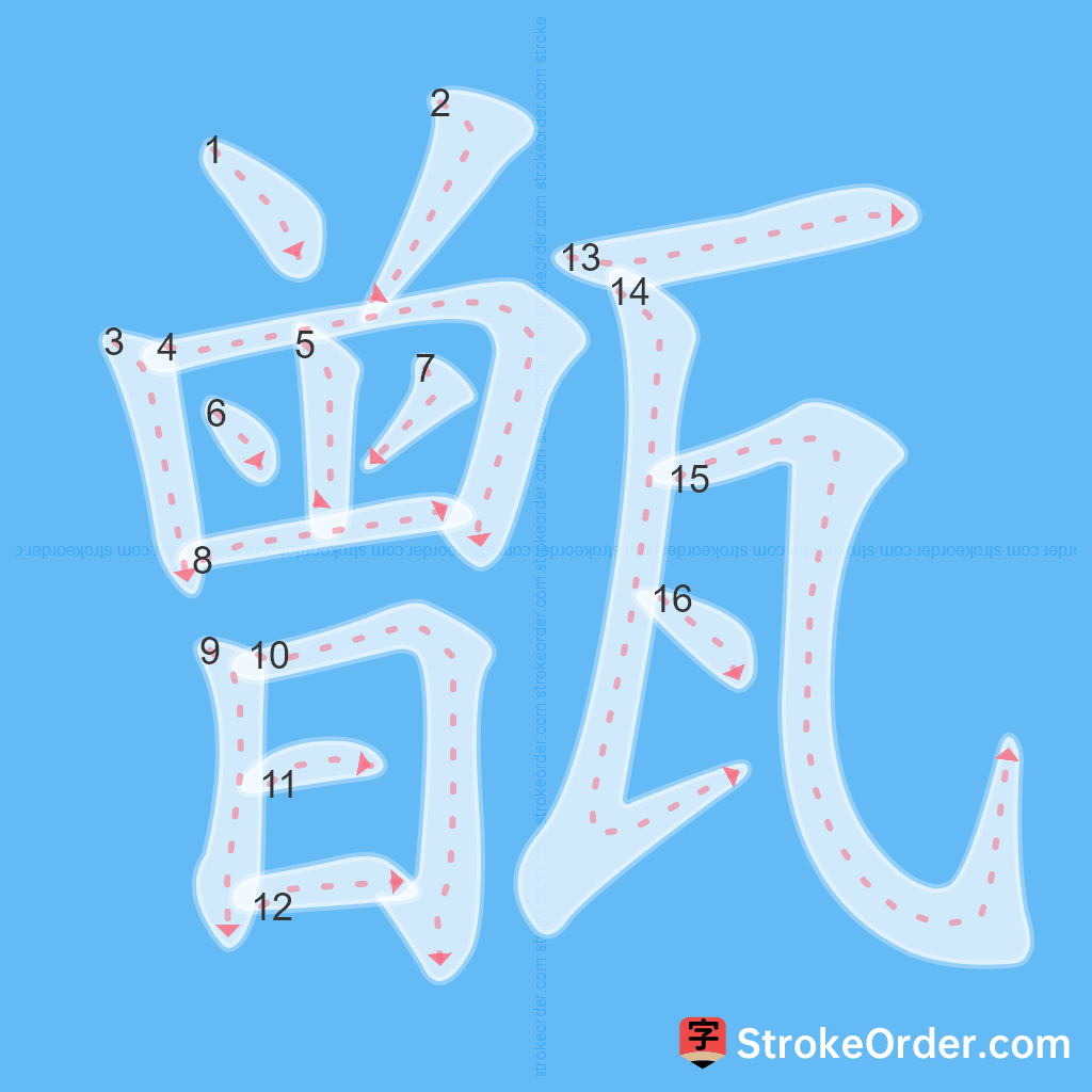 Standard stroke order for the Chinese character 甑