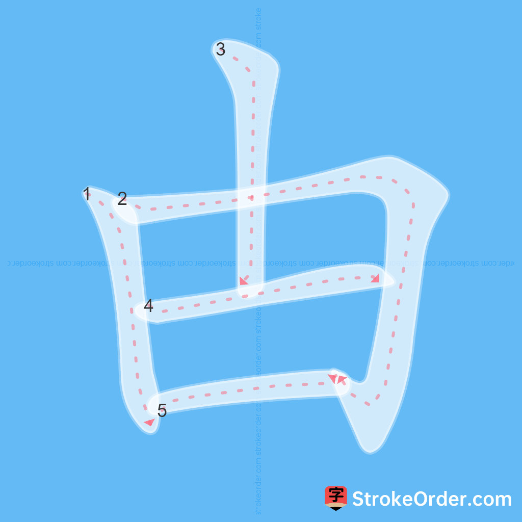 Standard stroke order for the Chinese character 甴