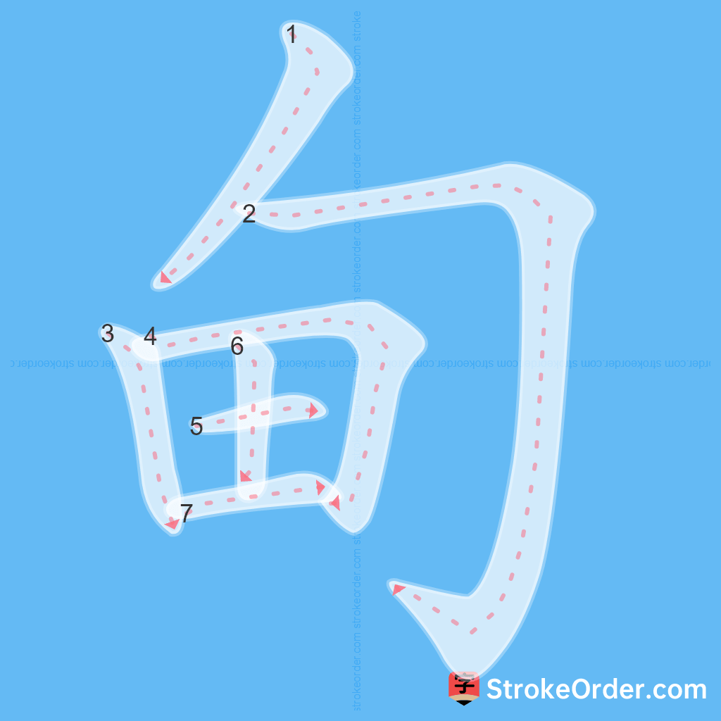 Standard stroke order for the Chinese character 甸