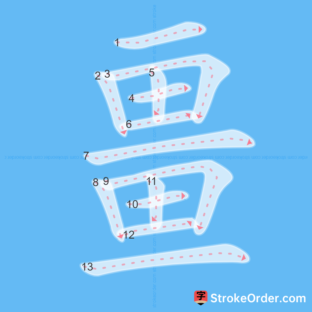 Standard stroke order for the Chinese character 畺