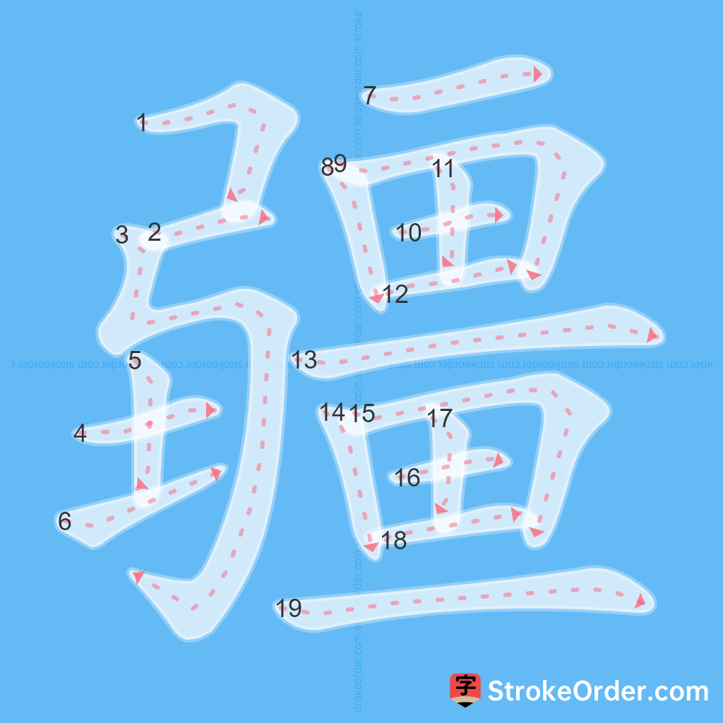 Standard stroke order for the Chinese character 疆