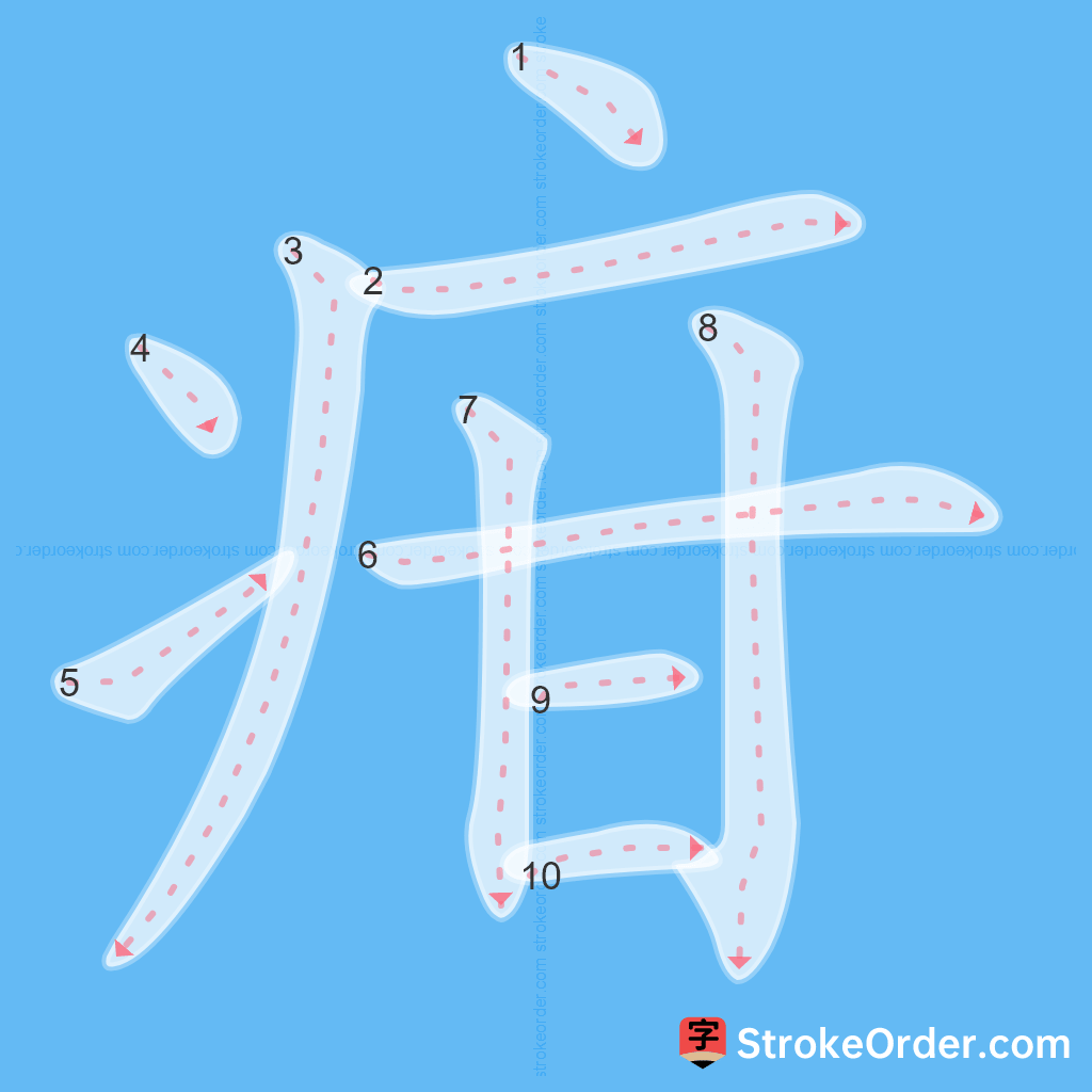 Standard stroke order for the Chinese character 疳