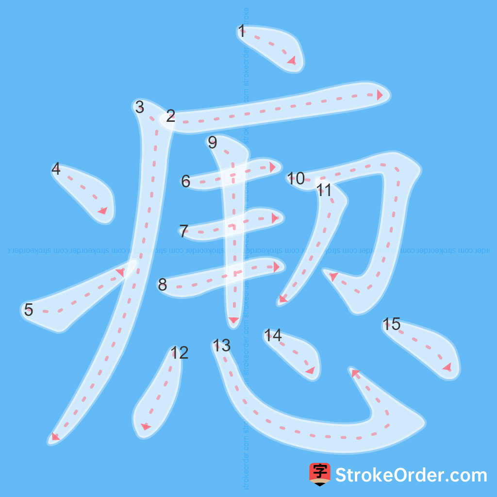 Standard stroke order for the Chinese character 瘛