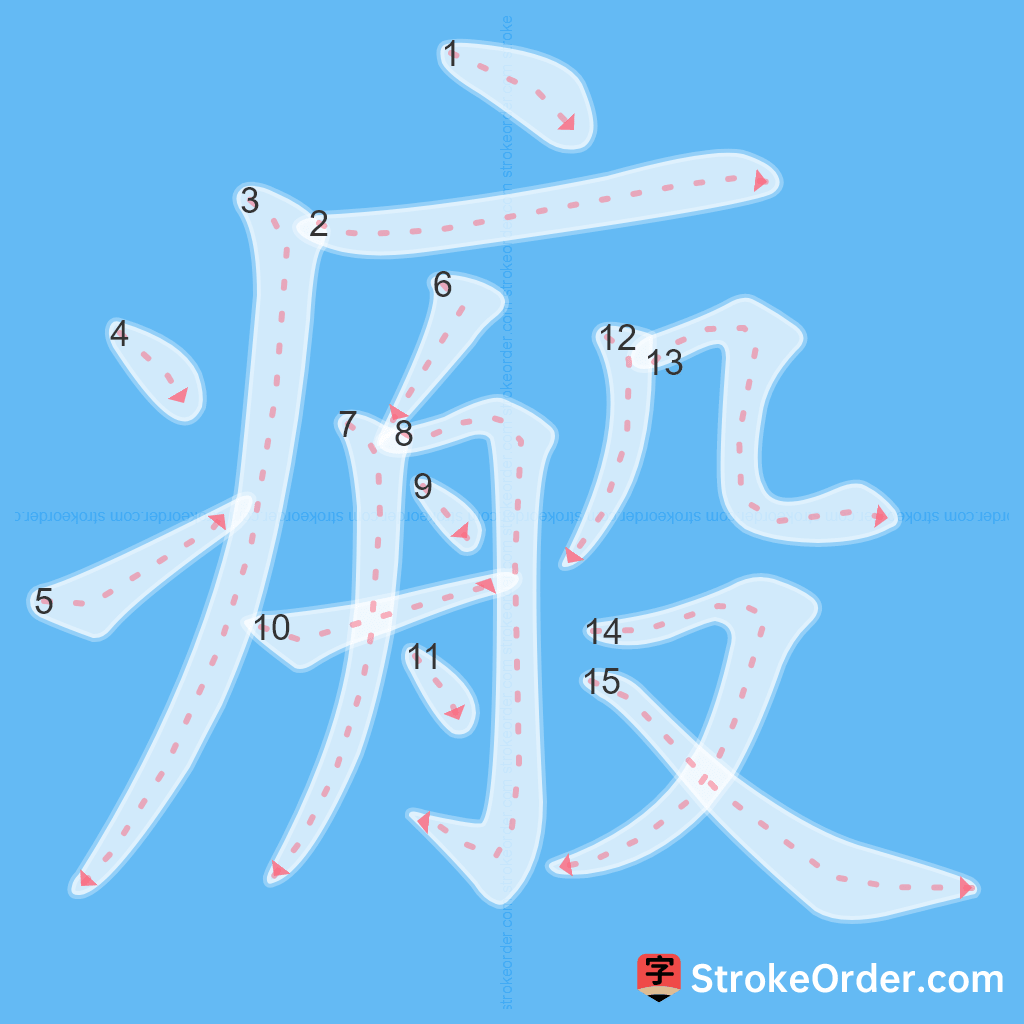 Standard stroke order for the Chinese character 瘢