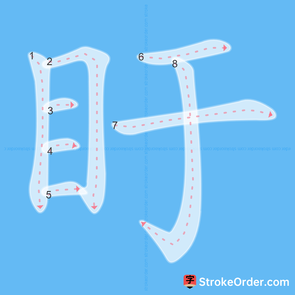 Standard stroke order for the Chinese character 盱