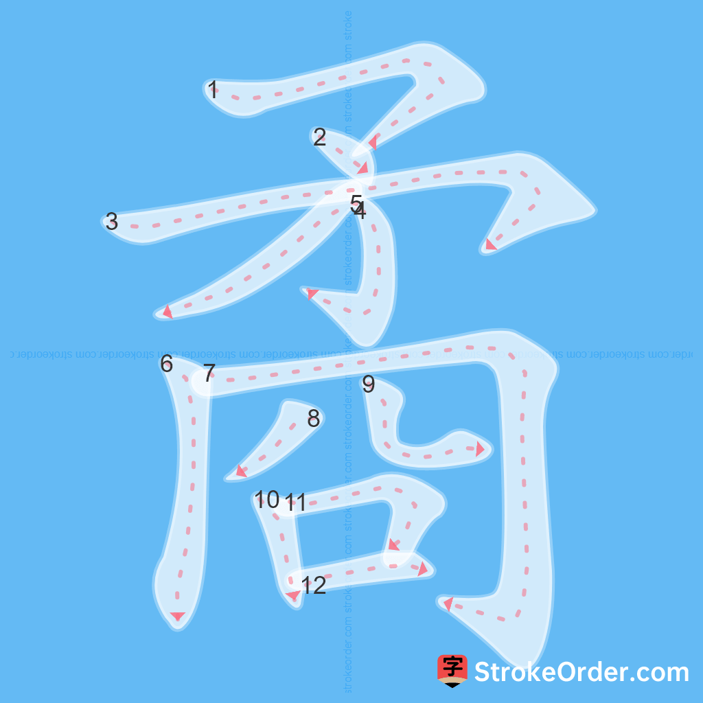 Standard stroke order for the Chinese character 矞