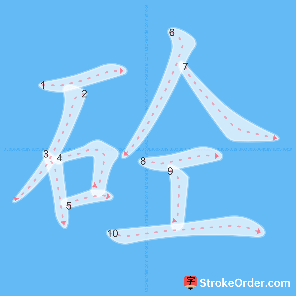 Standard stroke order for the Chinese character 砼