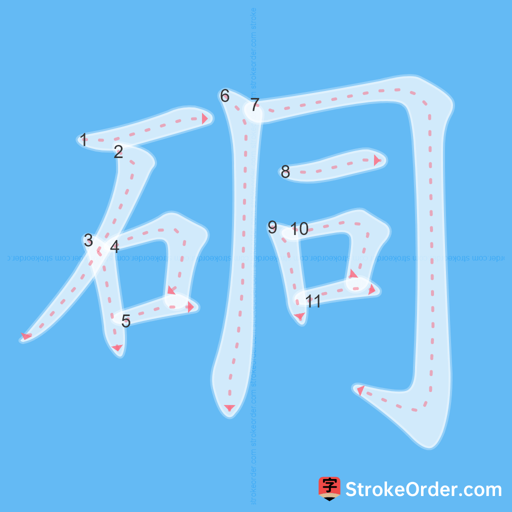 Standard stroke order for the Chinese character 硐