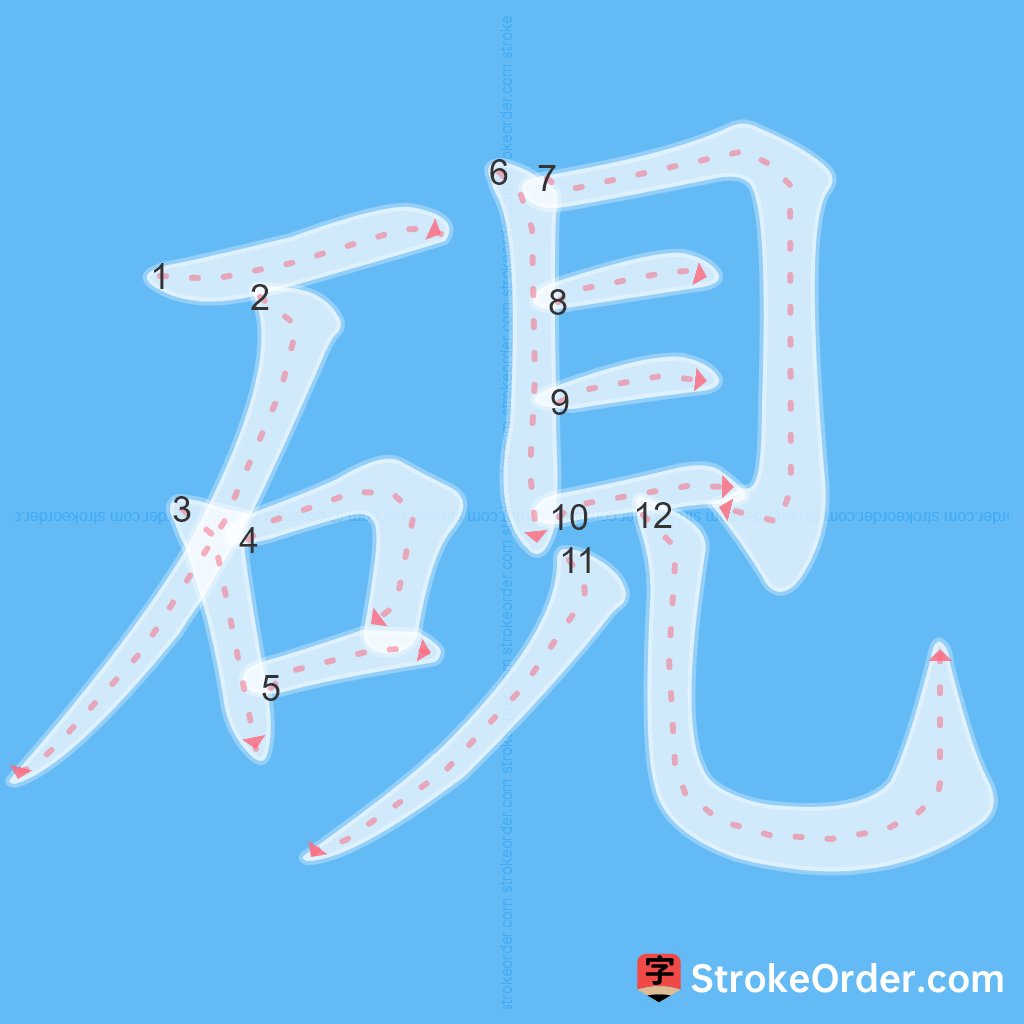 Standard stroke order for the Chinese character 硯