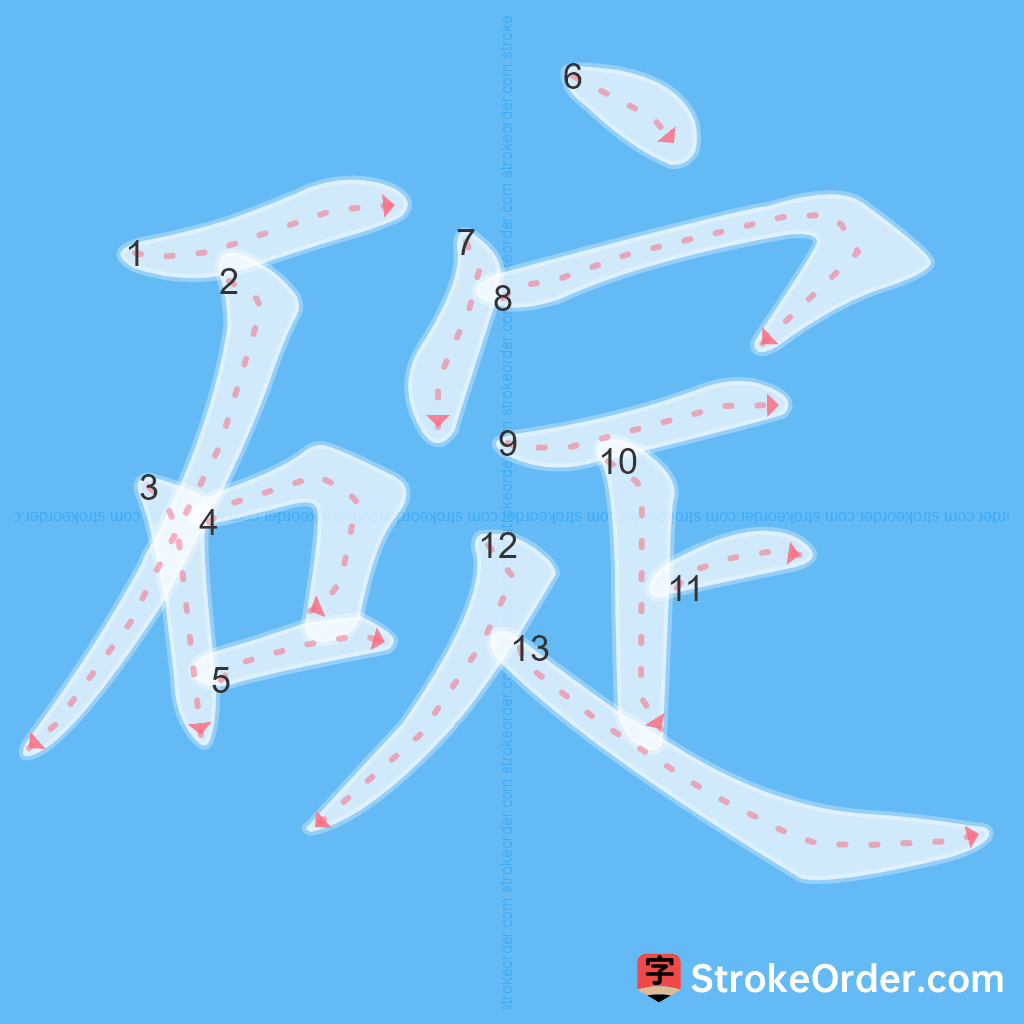 Standard stroke order for the Chinese character 碇