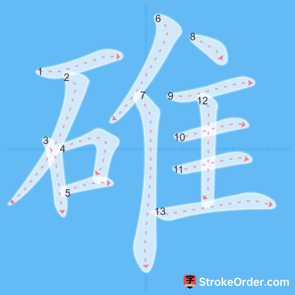 Standard stroke order for the Chinese character 碓