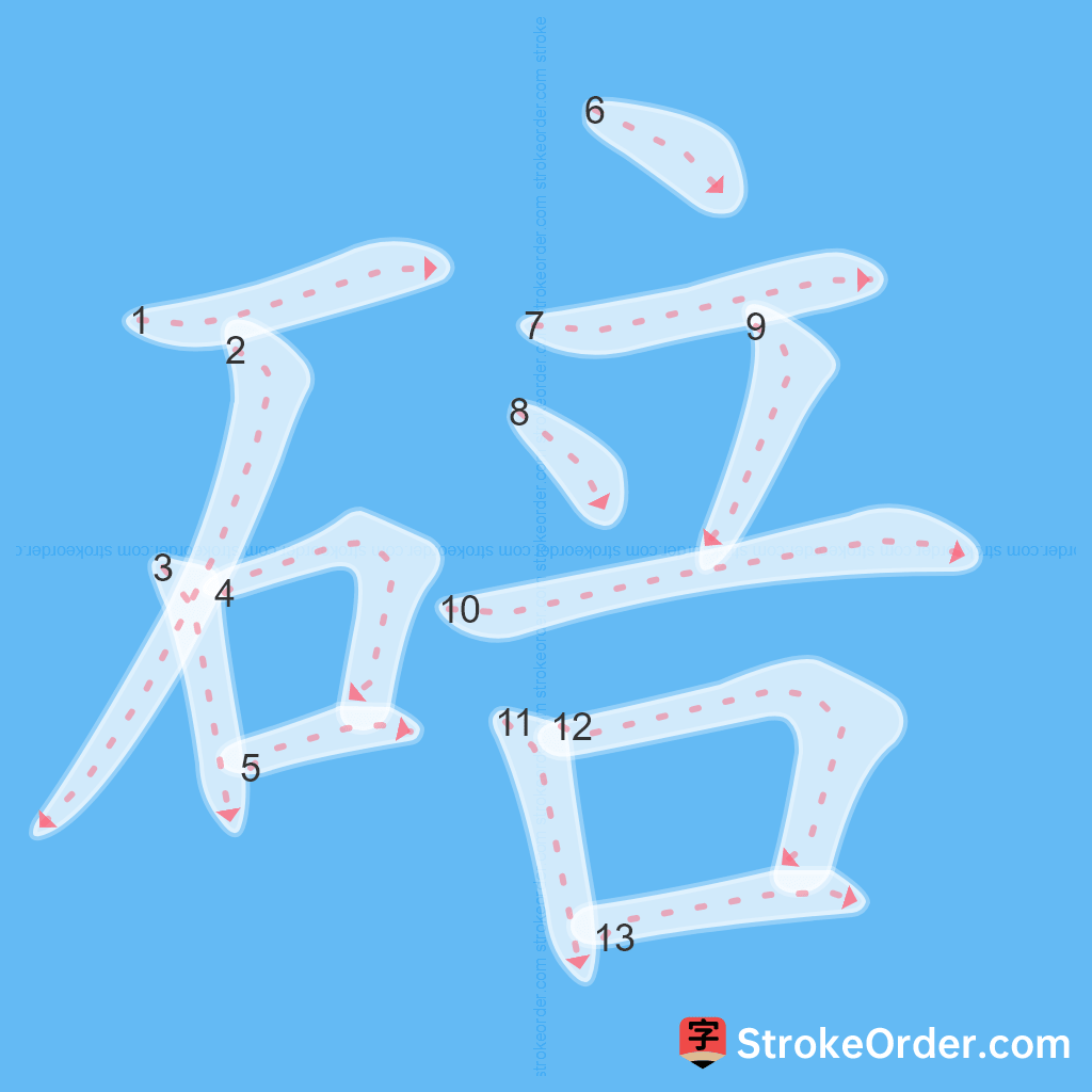 Standard stroke order for the Chinese character 碚