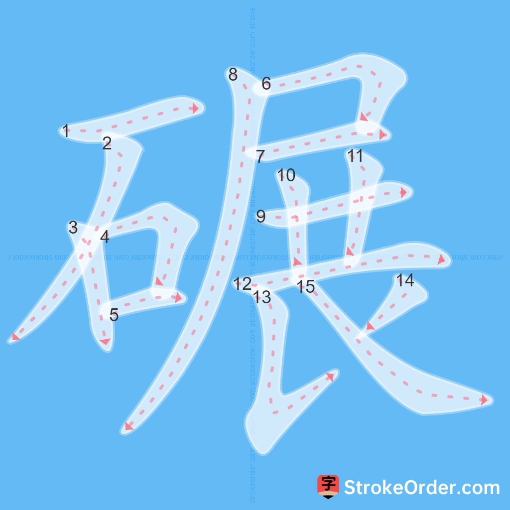 Standard stroke order for the Chinese character 碾