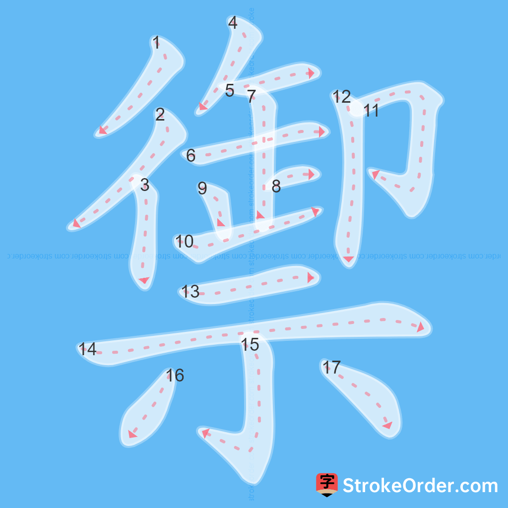 Standard stroke order for the Chinese character 禦