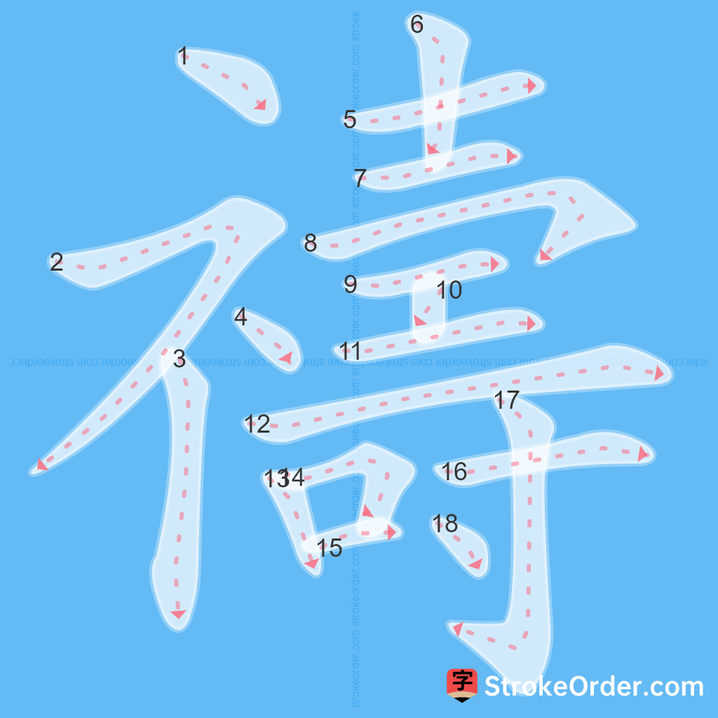 Standard stroke order for the Chinese character 禱