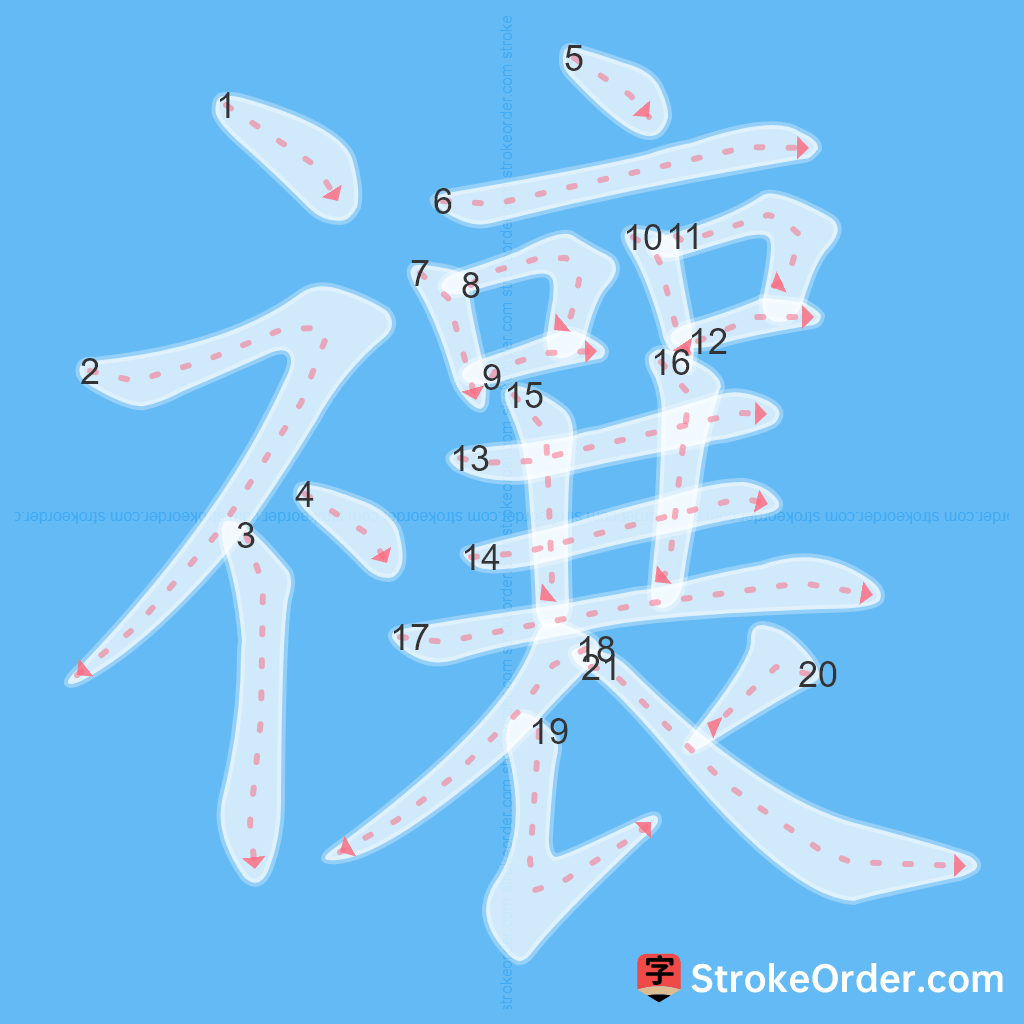 Standard stroke order for the Chinese character 禳