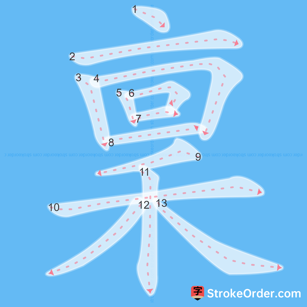 Standard stroke order for the Chinese character 稟