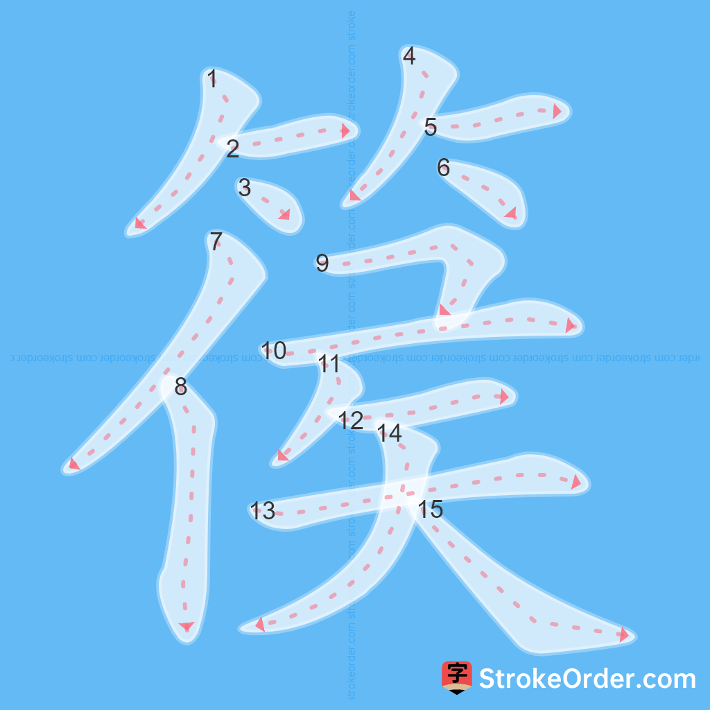 Standard stroke order for the Chinese character 篌
