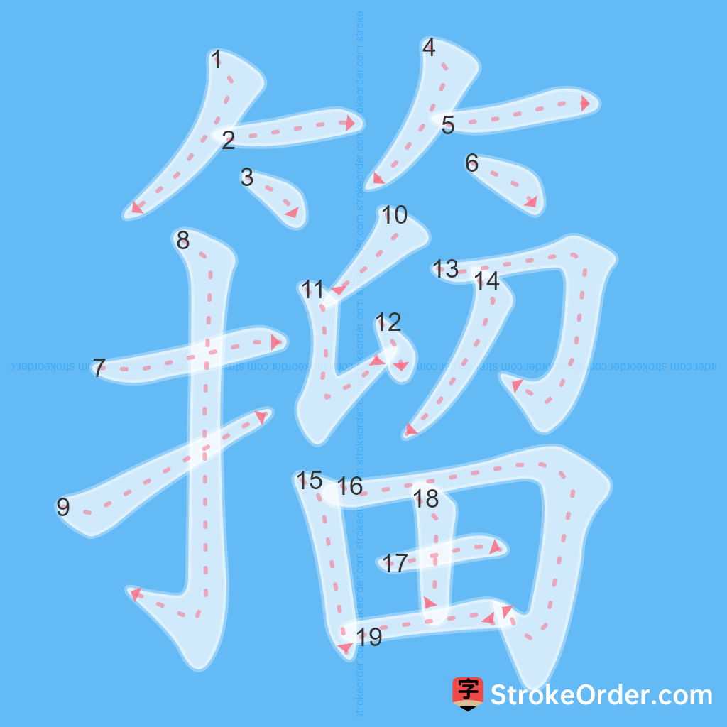 Standard stroke order for the Chinese character 籀