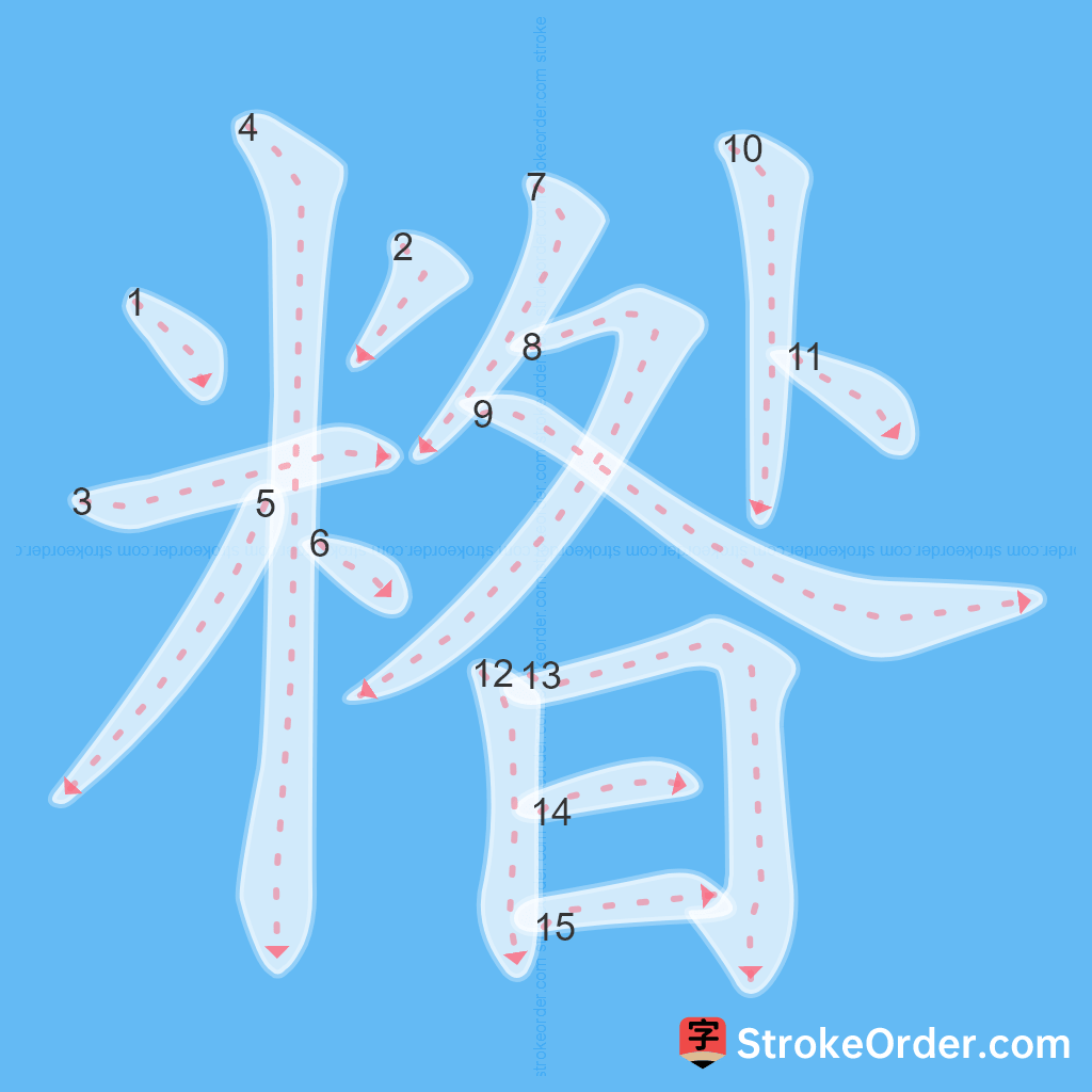 Standard stroke order for the Chinese character 糌