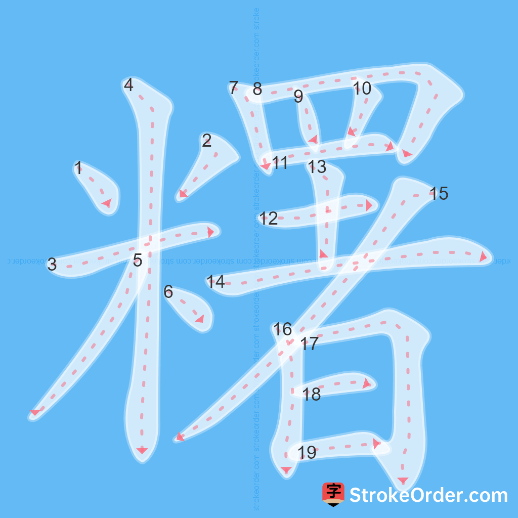 Standard stroke order for the Chinese character 糬