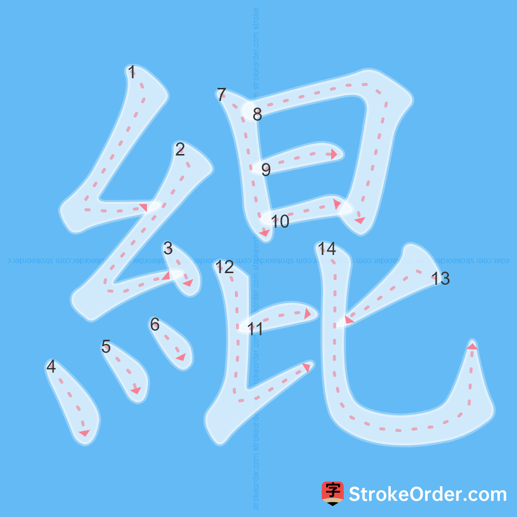 Standard stroke order for the Chinese character 緄