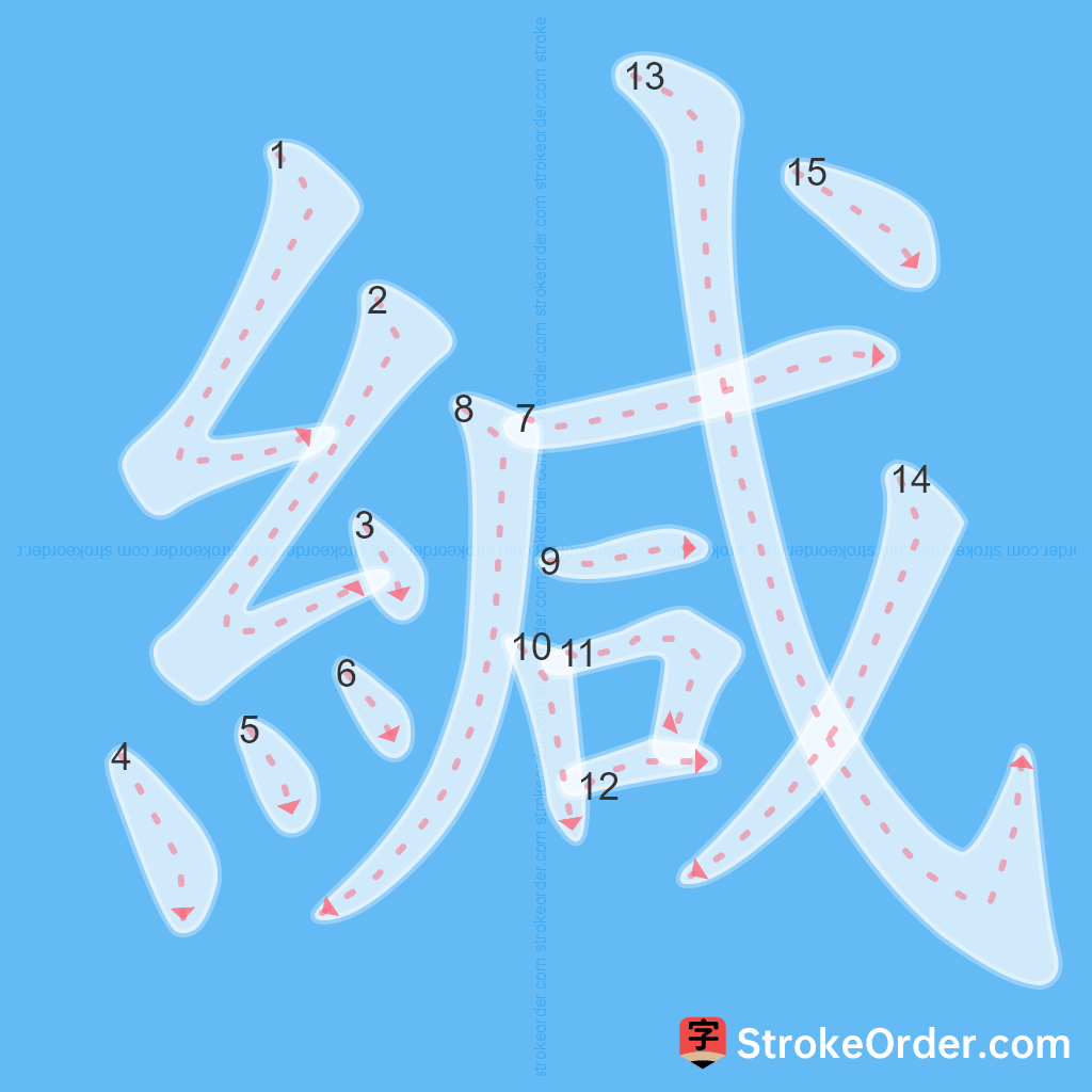 Standard stroke order for the Chinese character 緘