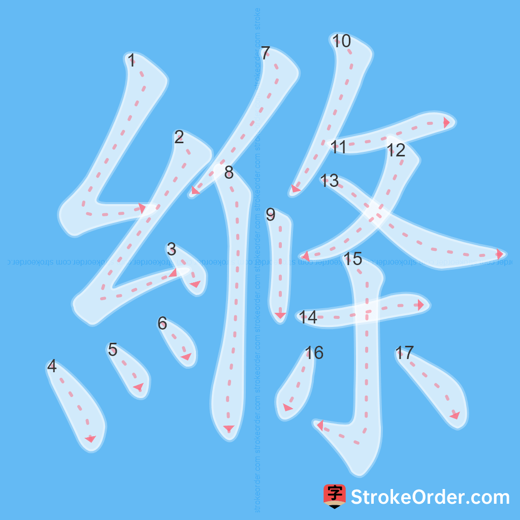 Standard stroke order for the Chinese character 縧
