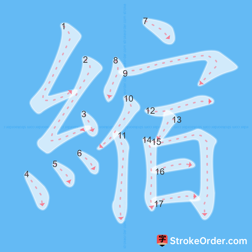 Standard stroke order for the Chinese character 縮