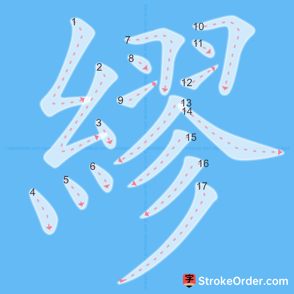 Standard stroke order for the Chinese character 繆