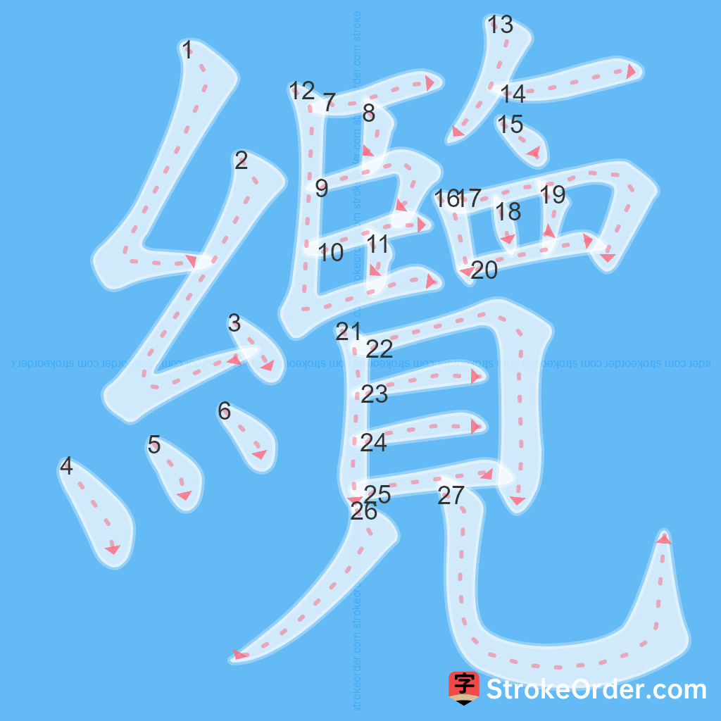 Standard stroke order for the Chinese character 纜