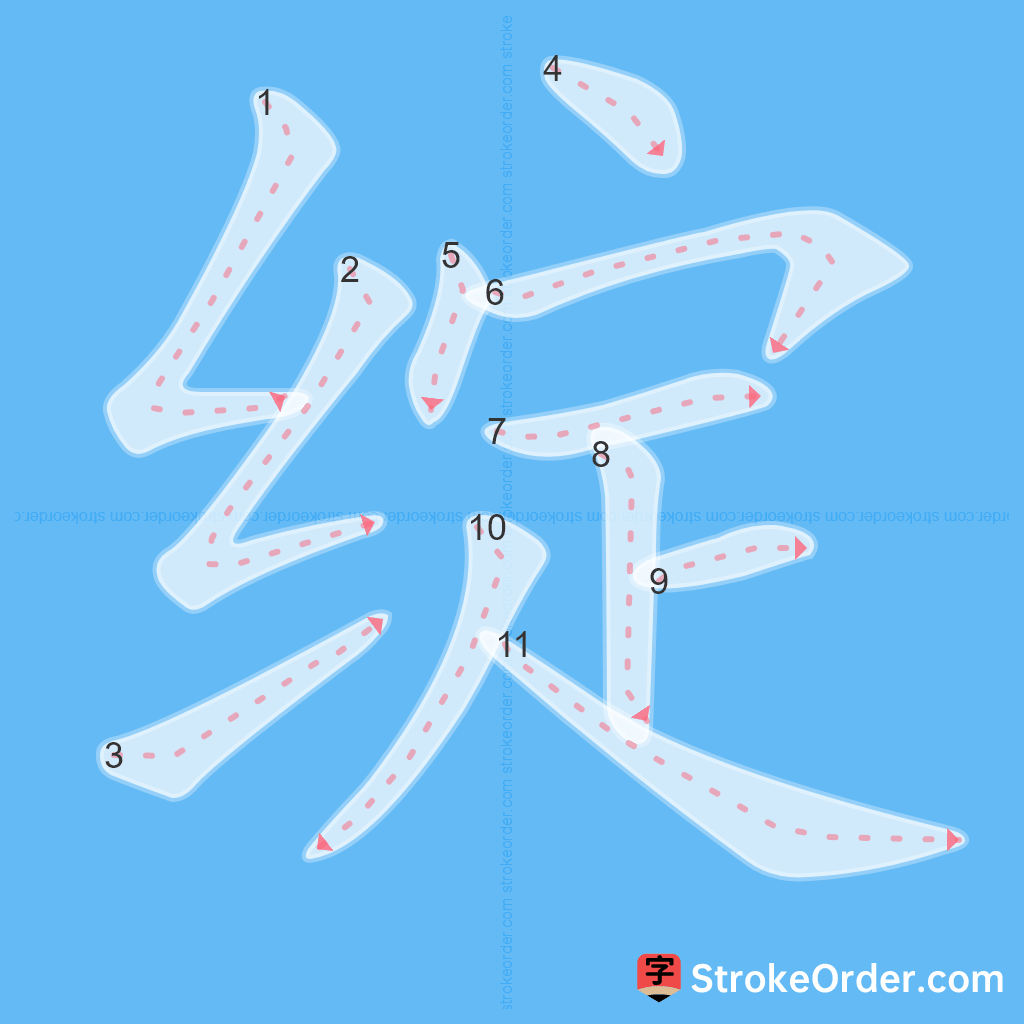 Standard stroke order for the Chinese character 绽