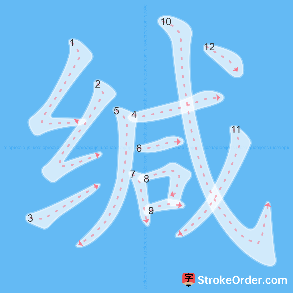 Standard stroke order for the Chinese character 缄