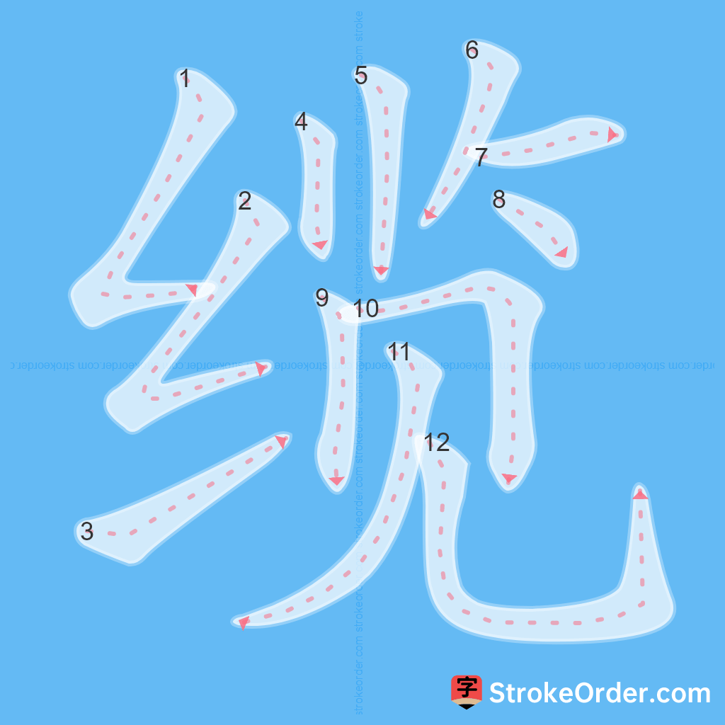 Standard stroke order for the Chinese character 缆