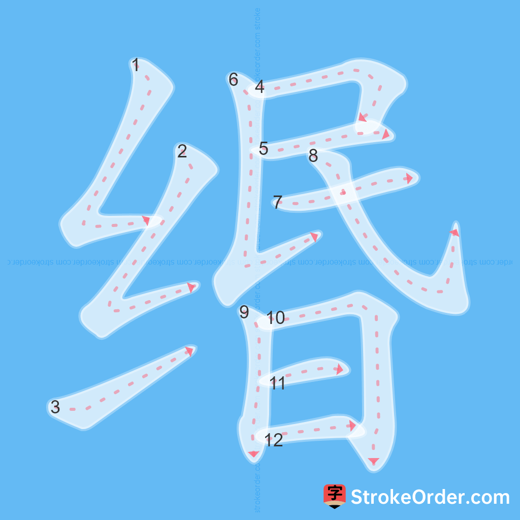 Standard stroke order for the Chinese character 缗