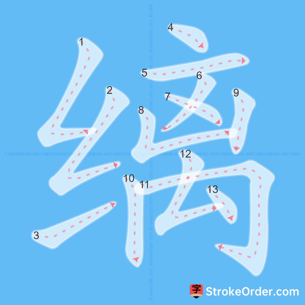 Standard stroke order for the Chinese character 缡