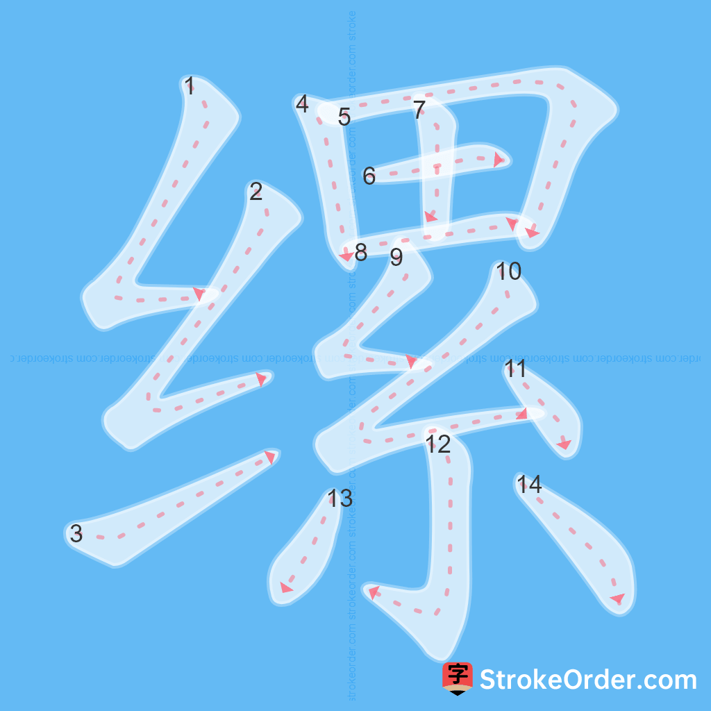 Standard stroke order for the Chinese character 缧
