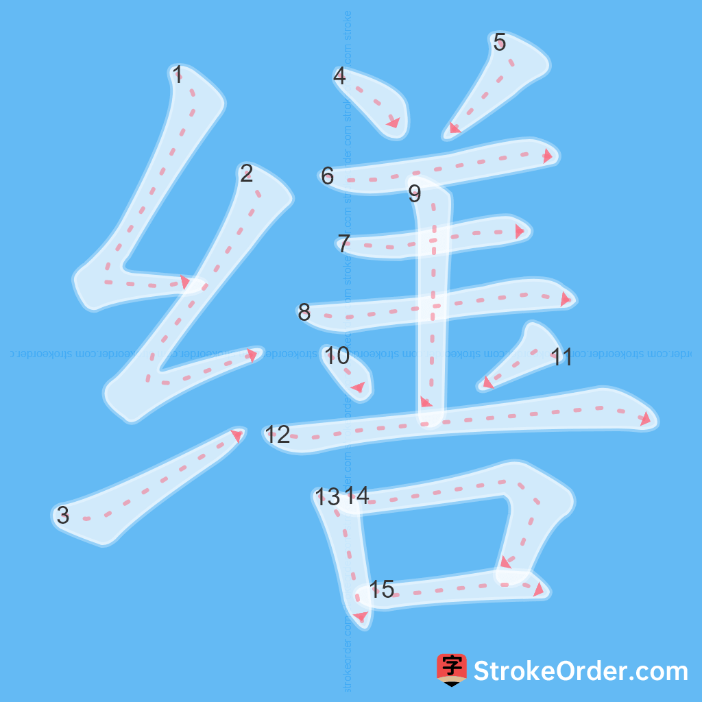 Standard stroke order for the Chinese character 缮