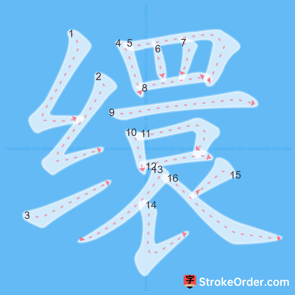 Standard stroke order for the Chinese character 缳