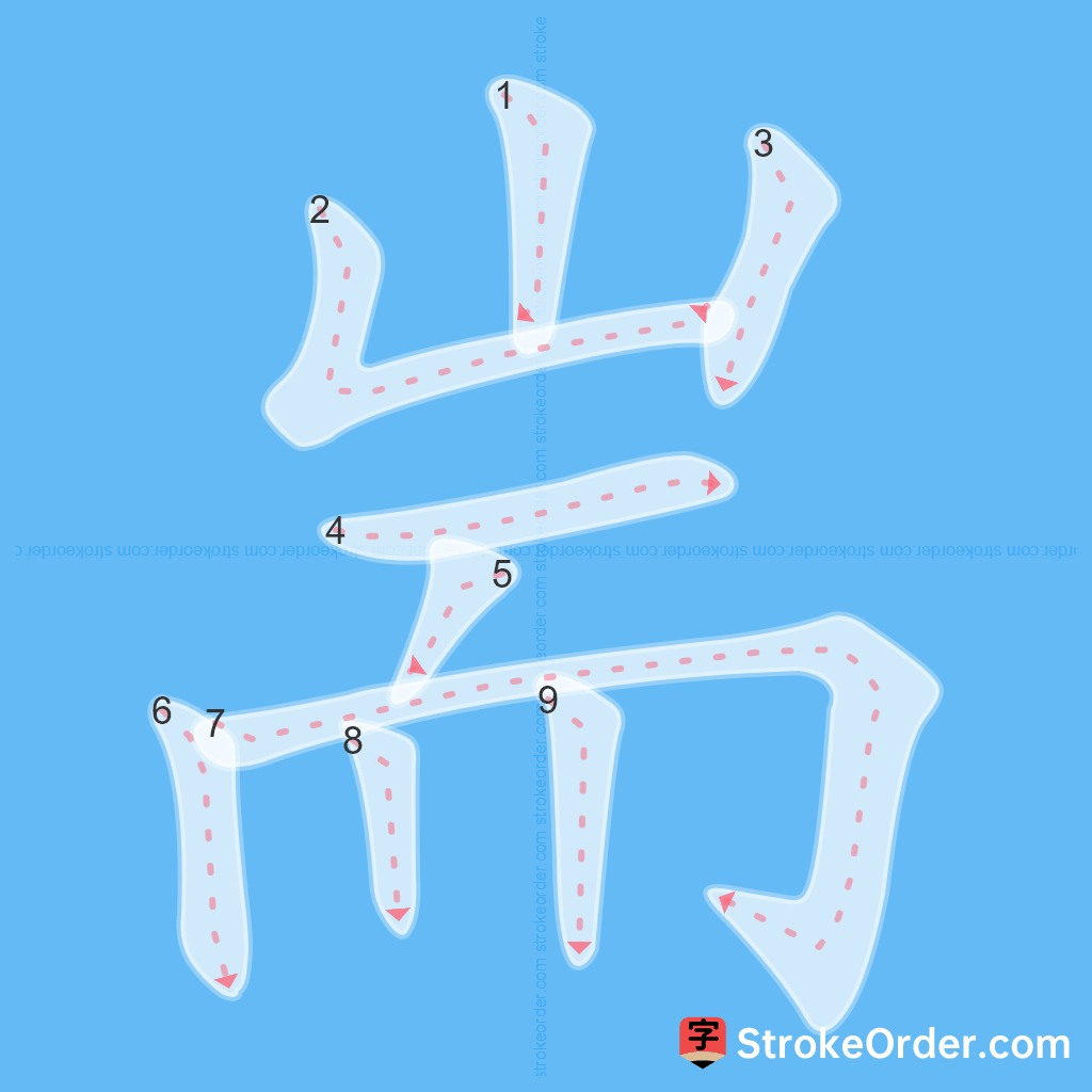 Standard stroke order for the Chinese character 耑