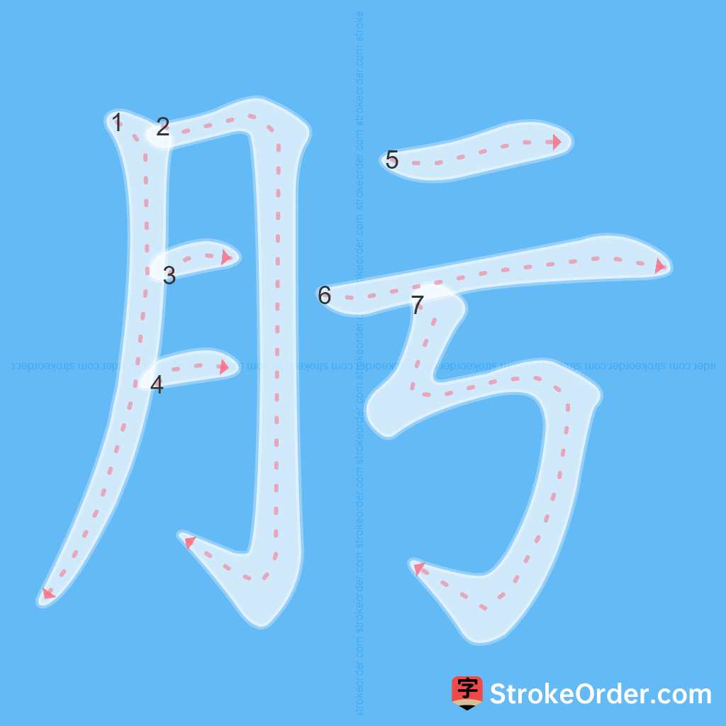 Standard stroke order for the Chinese character 肟