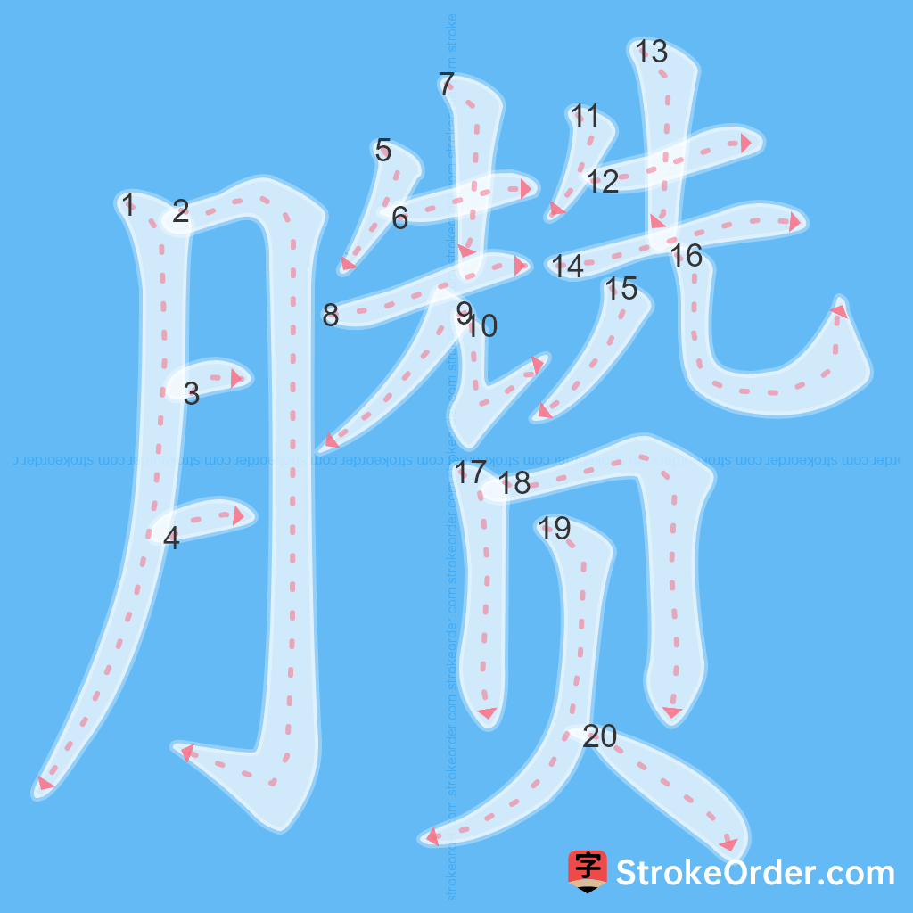 Standard stroke order for the Chinese character 臜