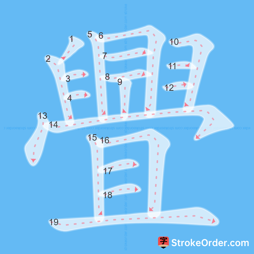Standard stroke order for the Chinese character 舋