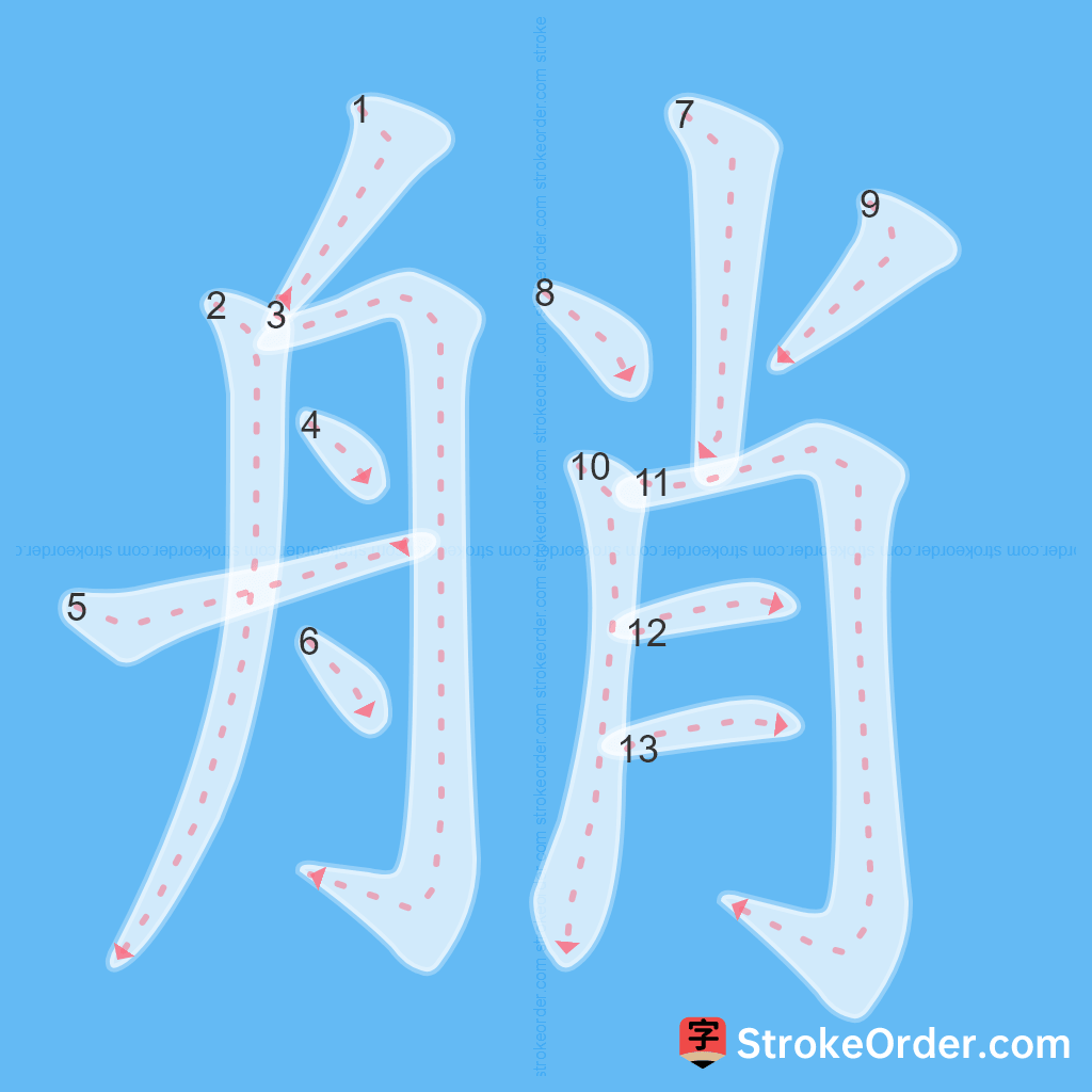 Standard stroke order for the Chinese character 艄