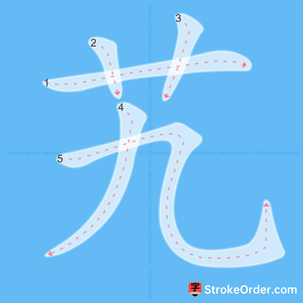 Standard stroke order for the Chinese character 艽